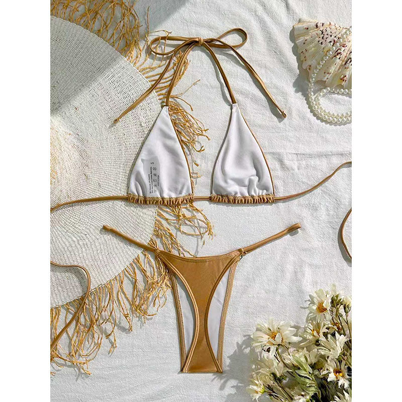 Dame Triangel-Bikini med frynsede detaljer Skovae