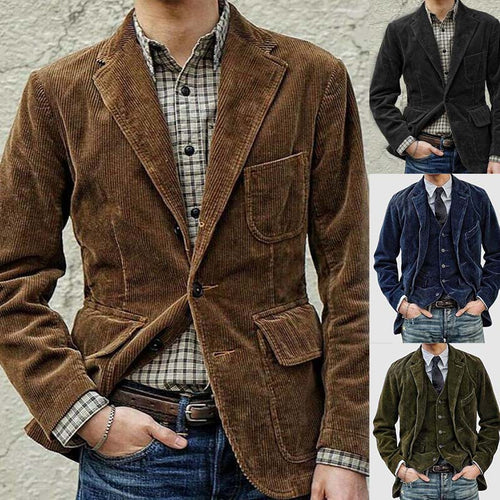 Herrer moderner kordblazer med alsidige lommer og slim-fit snit Stilla