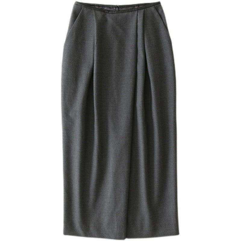 Dame elegant Midi-nederdel med struktureret plissering og sidelommer Stilla