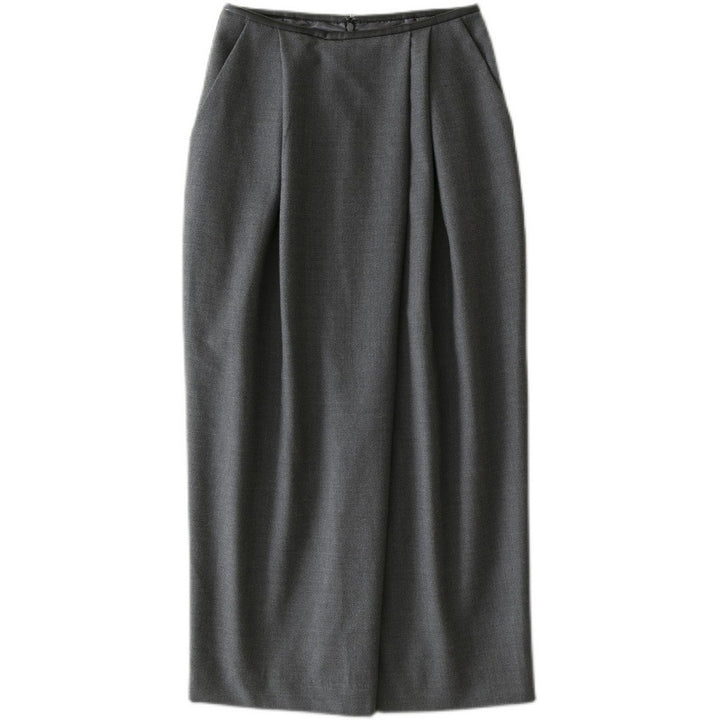 Dame elegant Midi-nederdel med struktureret plissering og sidelommer Stilla