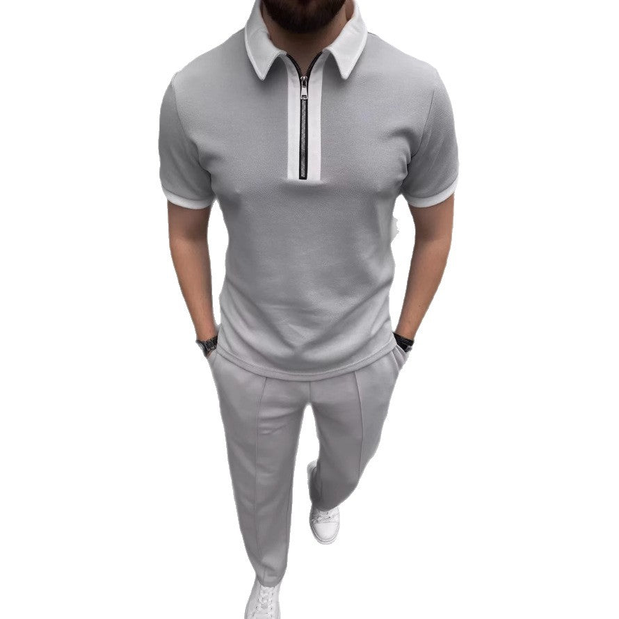 Herrer Modern Zip-Up Polo Sæt Stilla