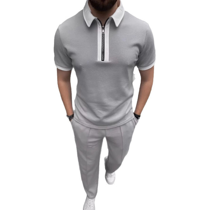 Herrer Modern Zip-Up Polo Sæt Stilla