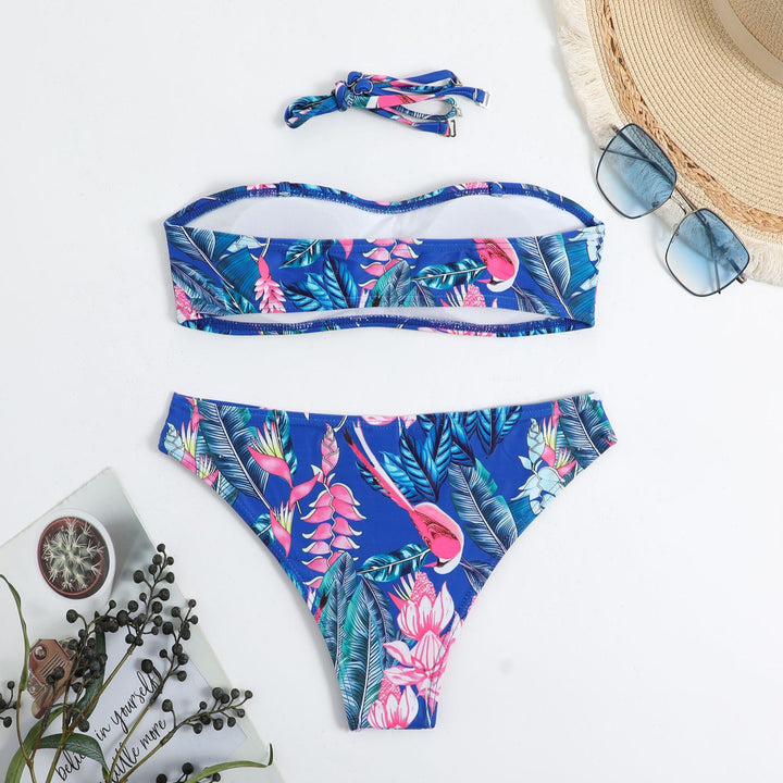 Dame Bandeau Blomstertryk Bikini Sæt Stilla