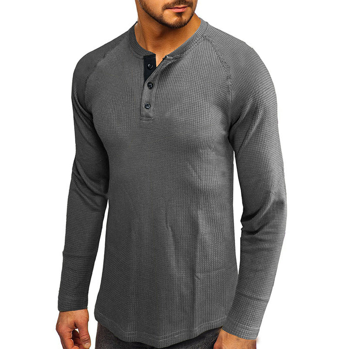 Herrer Langærmet Henley Skjorte med struktureret Design Stilla