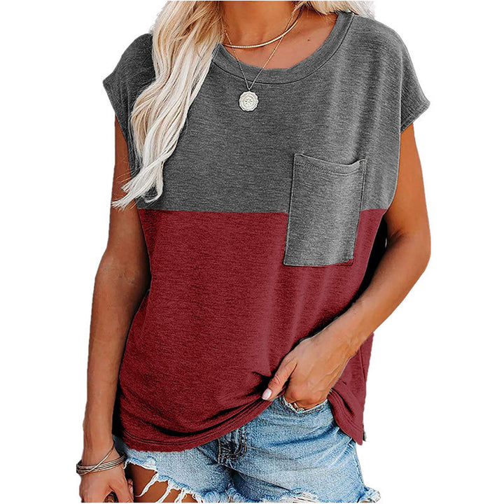 Dame afslappet T-shirt med brystlomme og asymmetrisk kant Stilla