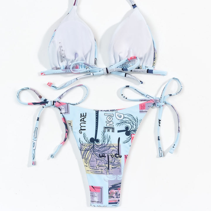 Dame justerbar trekant-bikini med moderne tryk Skovae