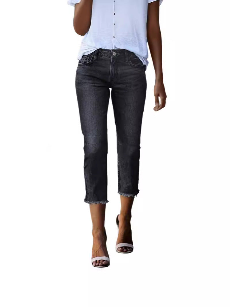 Dame tidløse jeans i moderne snit med cropped ben Skovae