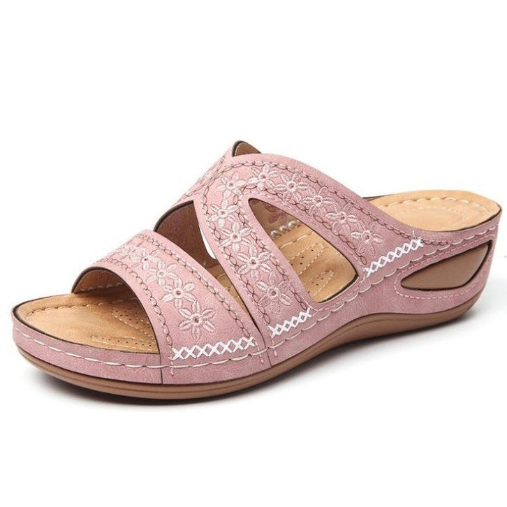 Dame Komfortable Wedge-sandaler med blomsterdetaljer og anatomisk fodseng Stilla