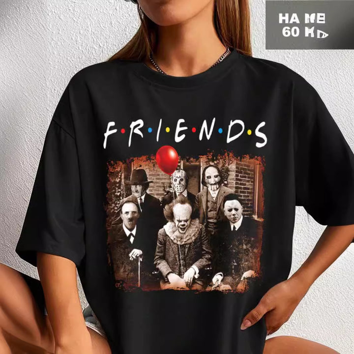 Dame T-shirt med unikt horror motiv og kreativ kunstnertryk Stilla