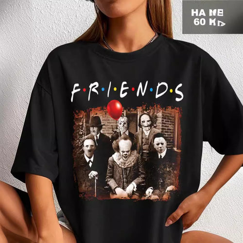 Dame T-shirt med unikt horror motiv og kreativ kunstnertryk Stilla