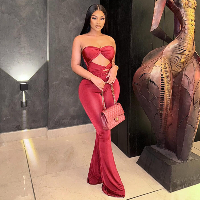 Dame Elegant Cut-Out Jumpsuit med flydende ben Skovae