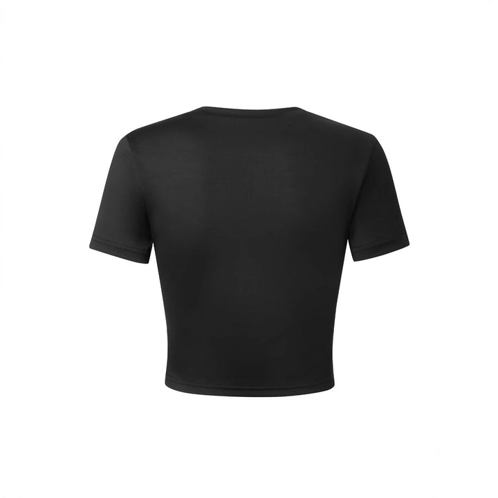 Dame Crop-T-shirt med kreativt slogan og moderne snit Skovae