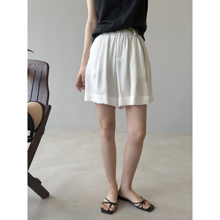 Dame casual shorts med elastisk liv og taljebånd Stilla