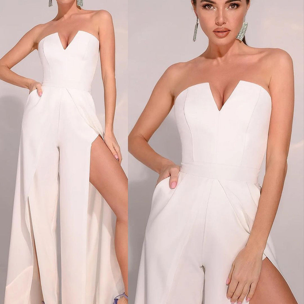 Dame Elegant Jumpsuit med smalle stropper og sidelommer Stilla