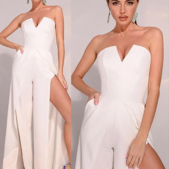 Dame Elegant Jumpsuit med smalle stropper og sidelommer Stilla