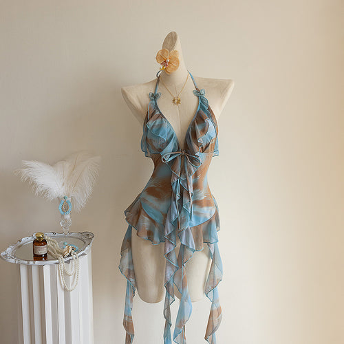 Dame Strandkjole med transparente Volants Skovae