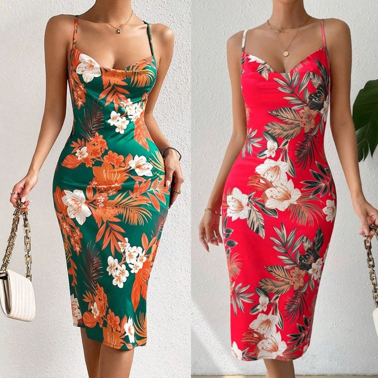 Dame Floral Bodycon Midi Kjole Stilla