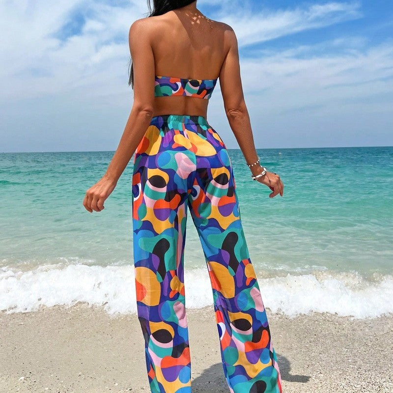Dame To-delt Bikini Sæt med moderigtigt Wrap Skørt og elegante Rüschen Stilla