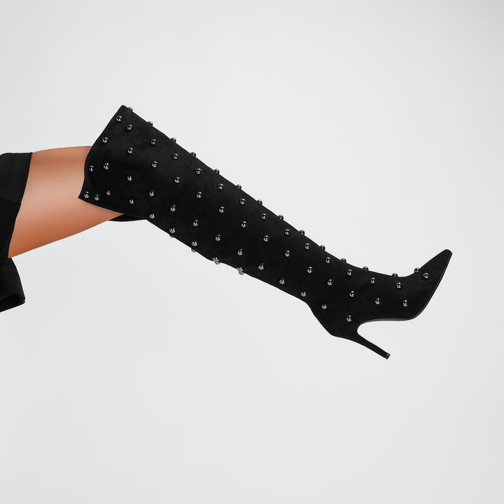 Dame Overknee Stiletto Støvler med dekoreret detalje Stilla