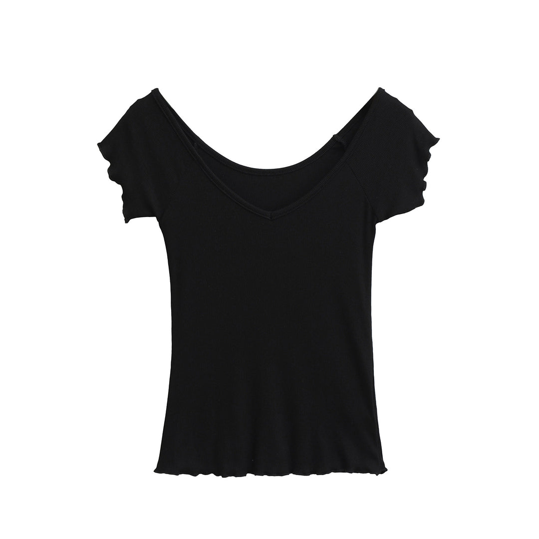 Dame alsidig, let T-shirt med rynket kant Stilla