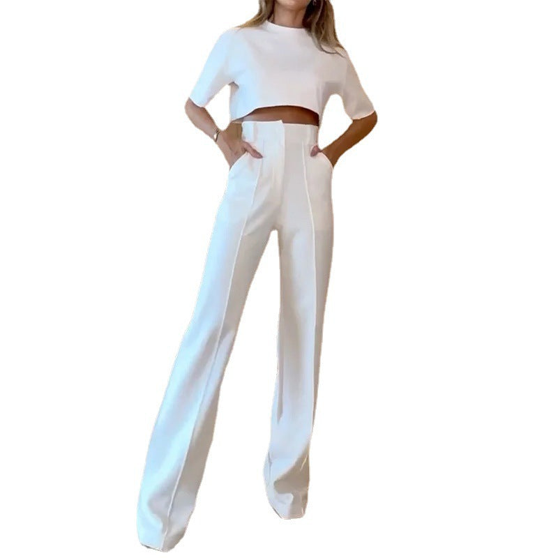 Dame sæt bestående af cropped top og vide bukser med høj taljesnit Stilla