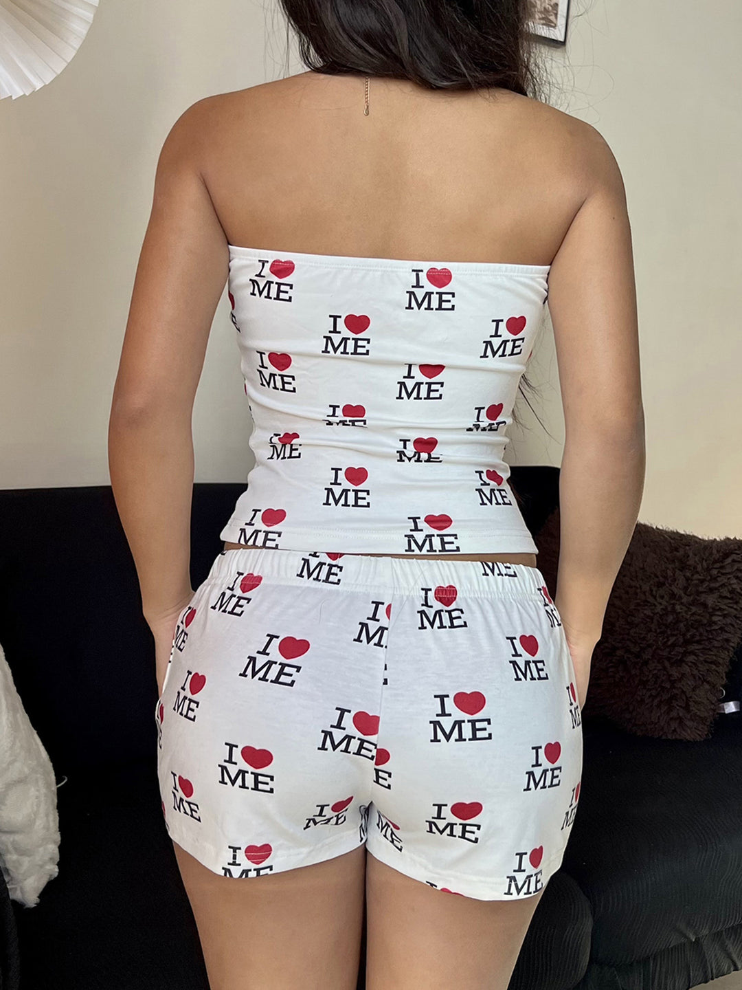 Dame Bandeau-Shirt med kreativ tekst Stilla