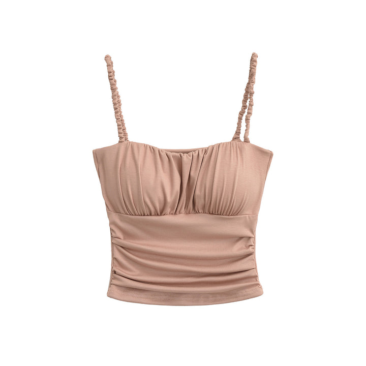 Dame Sporty Crop-Top med rynket detalje og justerbare spaghetti stropper Stilla