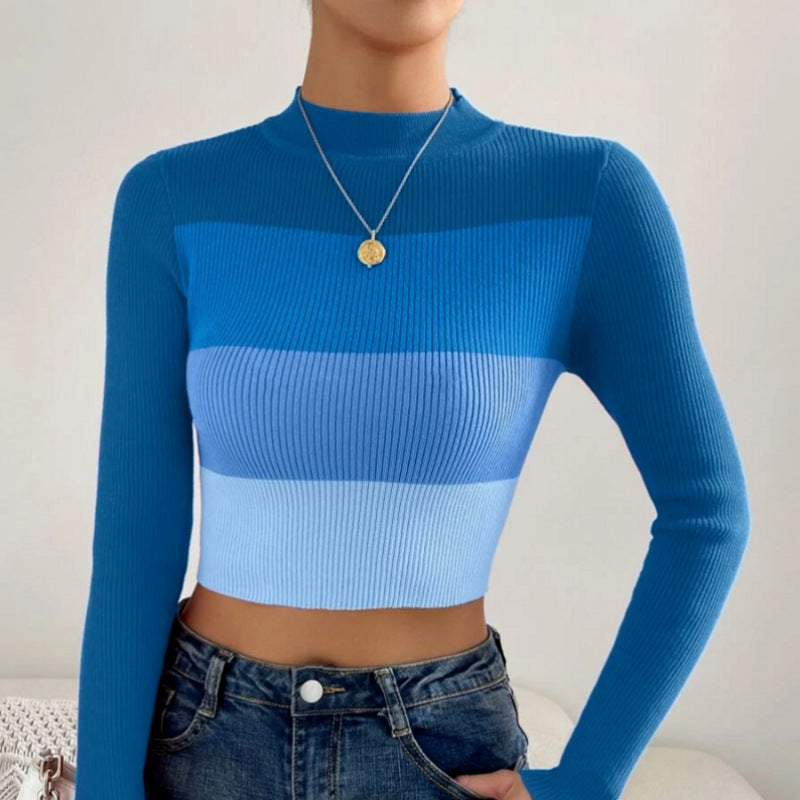Femme Langærmet Ribbet Cropped Top Stilla