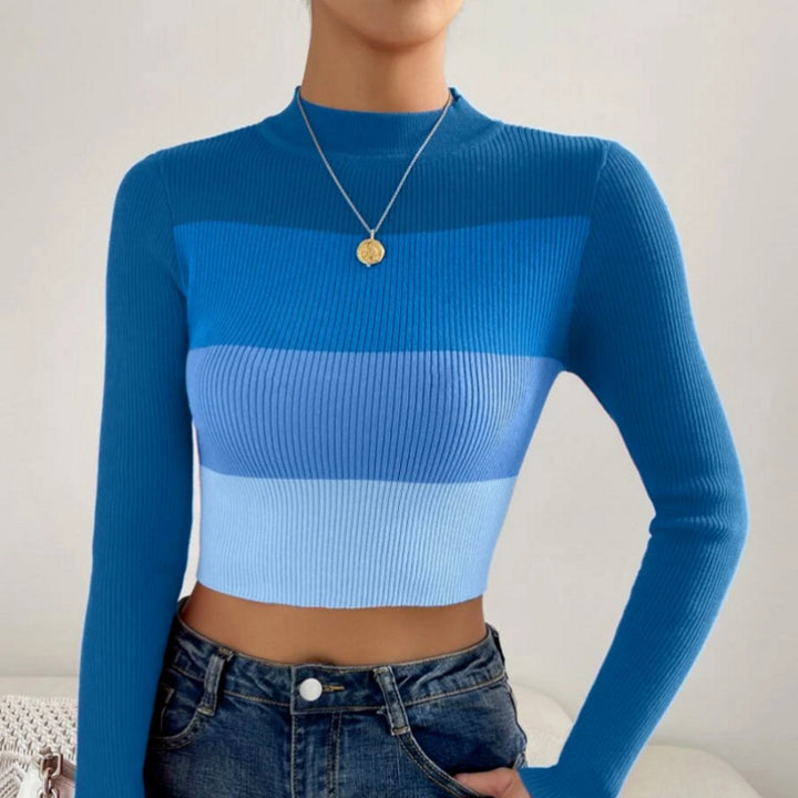 Femme Langærmet Ribbet Cropped Top Stilla
