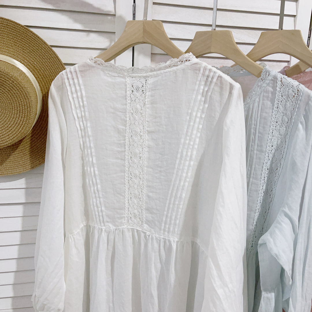 Femme vintage-inspireret knap-op maxi kjole Stilla