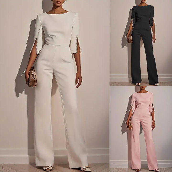 Damer Elegant Jumpsuit med dekorative perleærmer og bred bukse Stilla