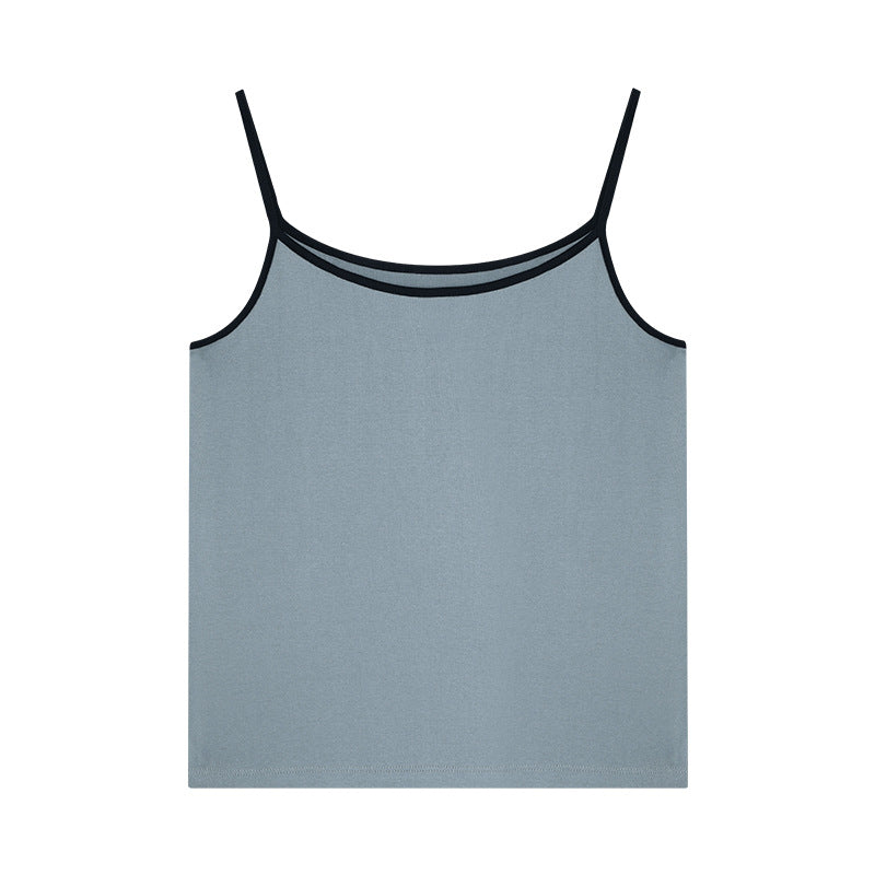 Dame ærmeløs basic-top med fine kontraststriber Stilla
