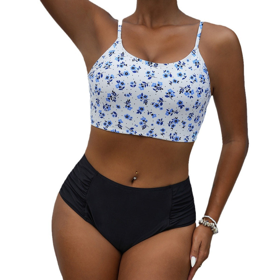 Dame Højtaljet Blomsterprint Crop Top Bikini Sæt Stilla