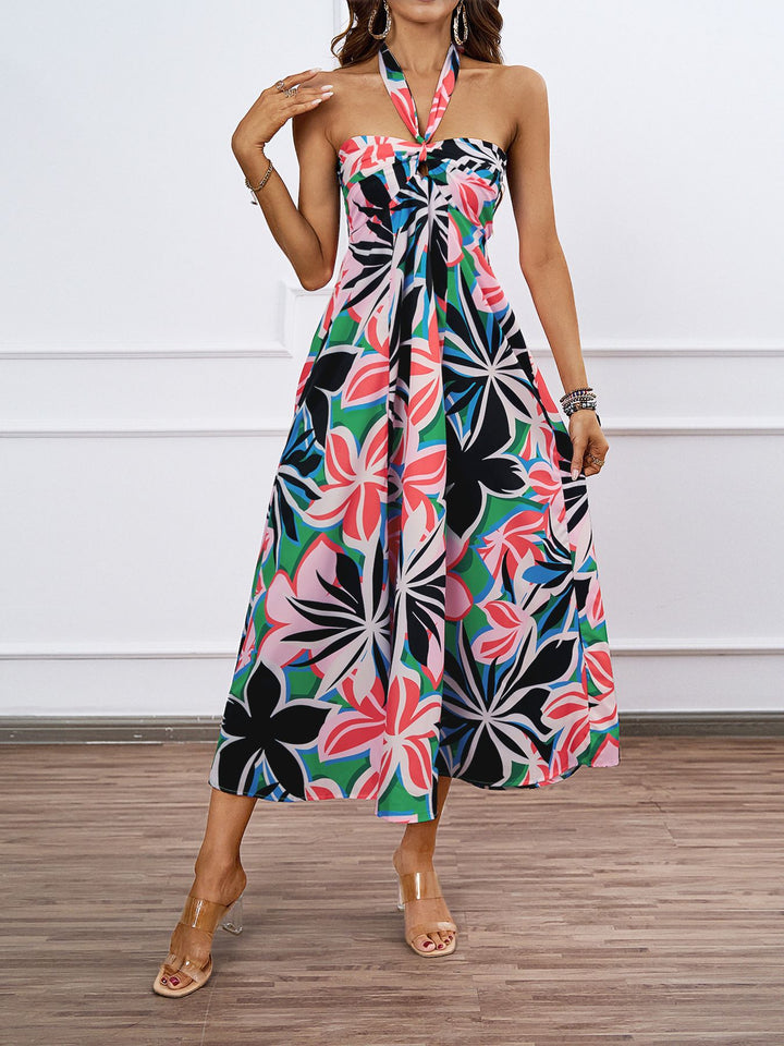 Dame Maxi Kjole med skulderfrit design og blomsterprint Stilla