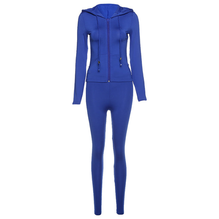 Dame Sporty To-delt Sæt med Hættejakke og tætsiddende Leggings Stilla