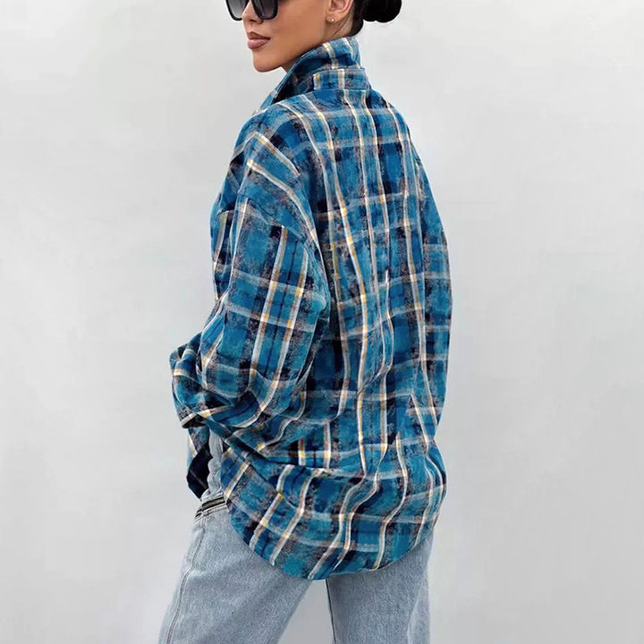 Dame Oversized Skjorte i Ternet Mønster Stilla