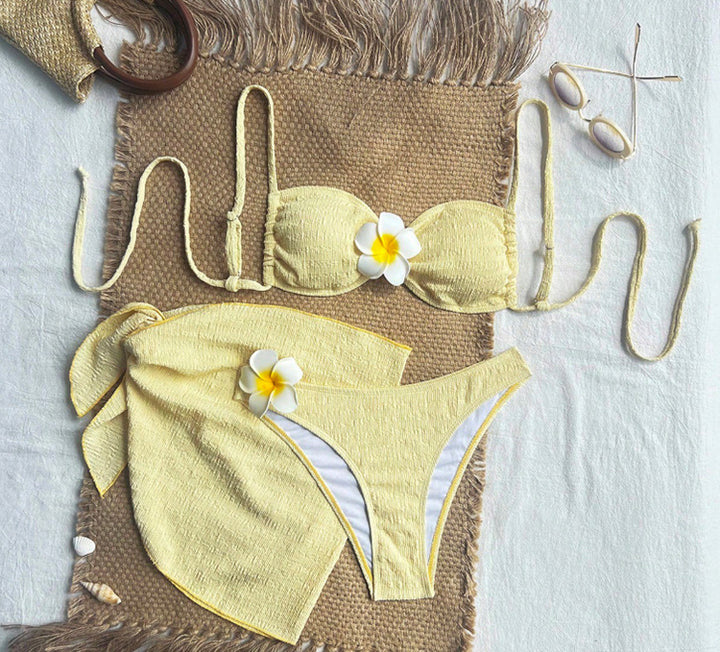 Dame Bandeau-bikini med fin struktur Skovae