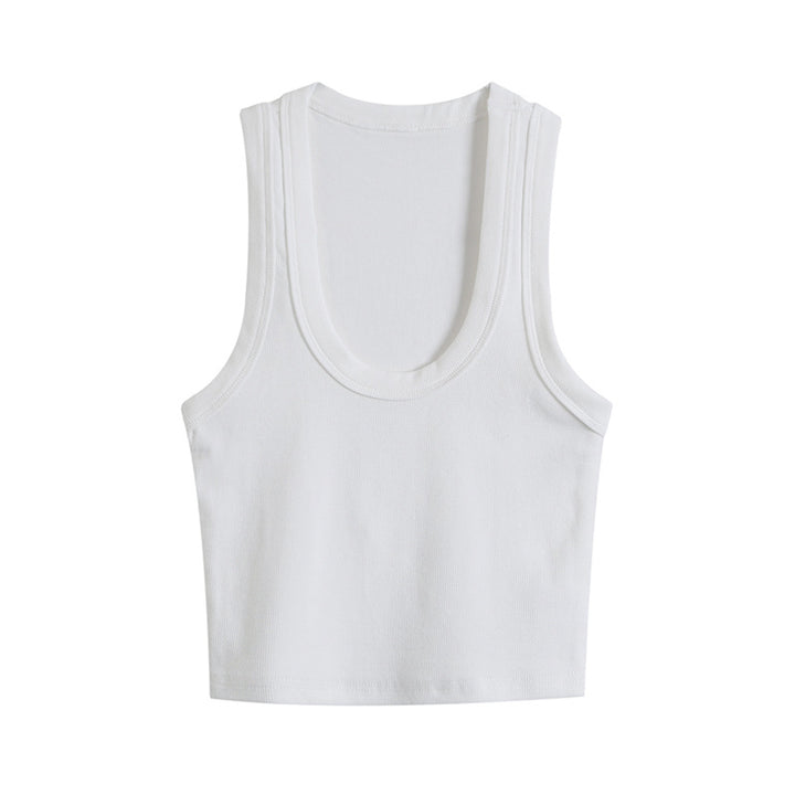 Dame Sporty tanktop med generøs rund halsudskæring og figurformende snit Stilla