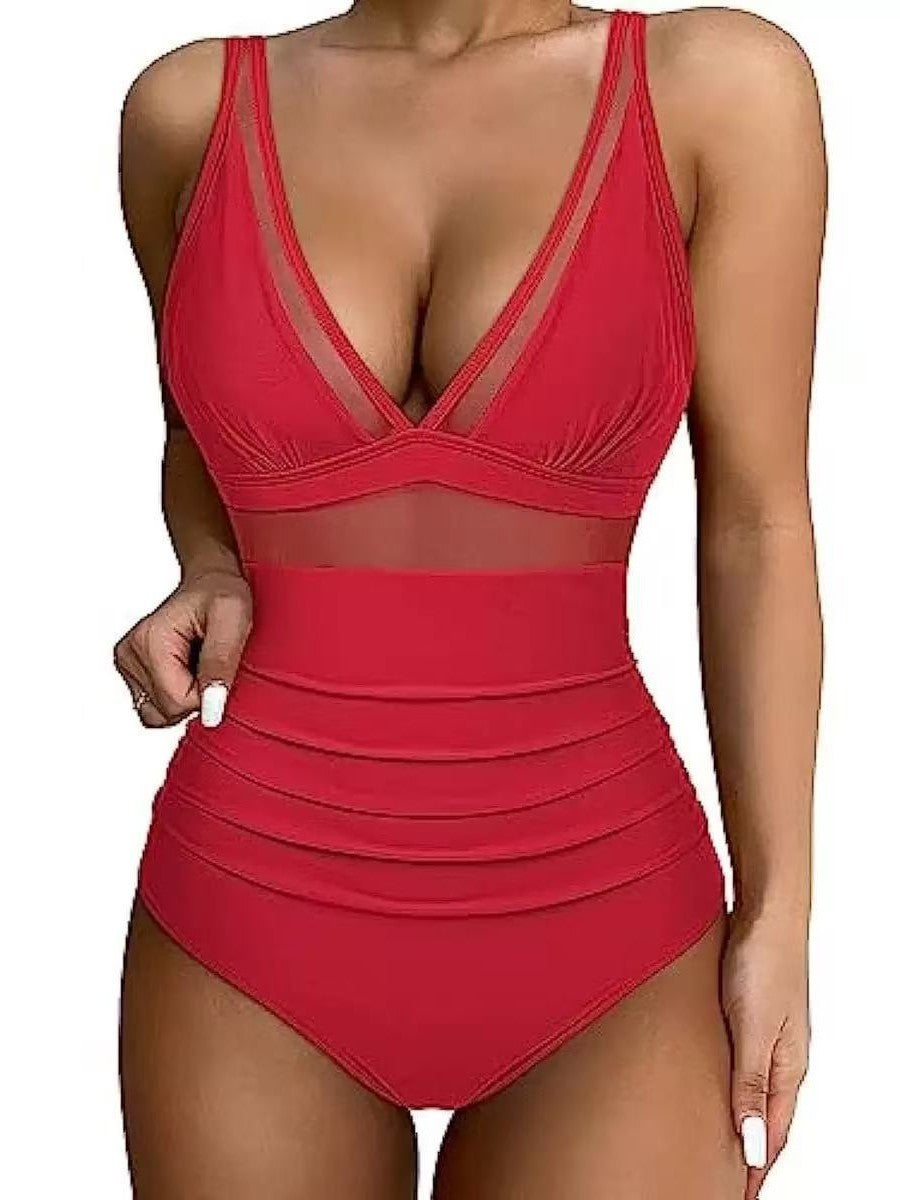 Dame højtaljede bikinier med mesh-detaljer og dyb udskæring Stilla
