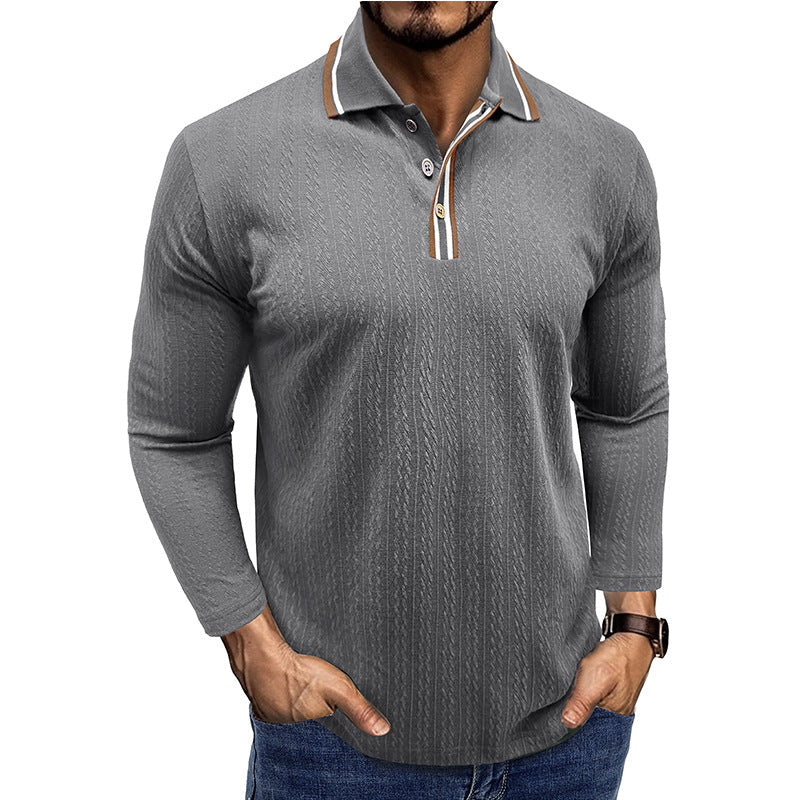 Stilla | Polo Shirt Tailored Fit Lange Ærmer Stribet Krave Strik Struktur