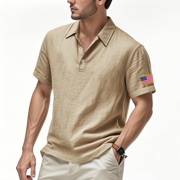 Herrer polo t-shirt med moderne USA-flagmotiv og struktureret design Stilla