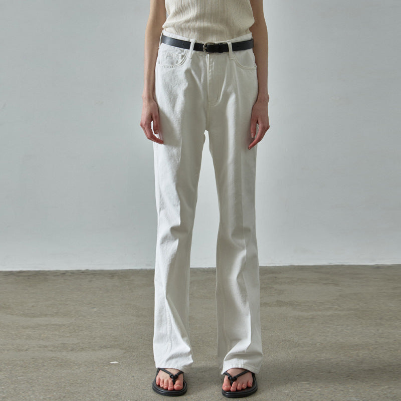 Kvinder casual high waist stofbukser med lige snit Stilla