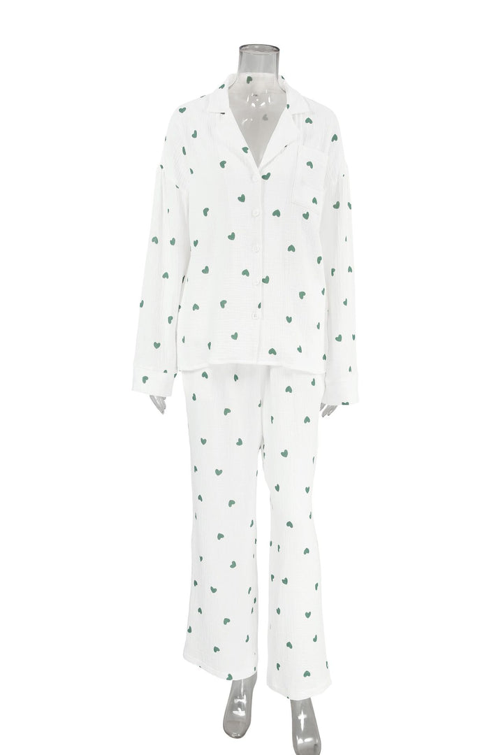 Dame hyggelig pyjamas med hjerte mønster Stilla