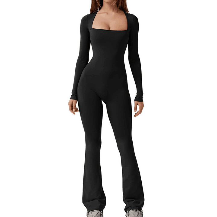 Dame Figurtilpasset Longsleeve Jumpsuit med elegant V-udskæring og bredt ben Stilla