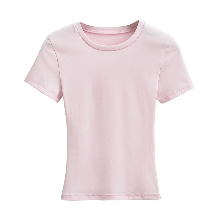 Damer figursyet Basic-T-shirt lavet af åndbart bomuldsblanding med rund halsudskæring Stilla