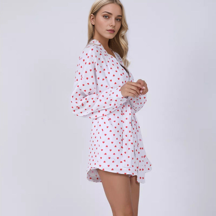 Dame pyjamasæt med hjerter og elegant bluse Stilla