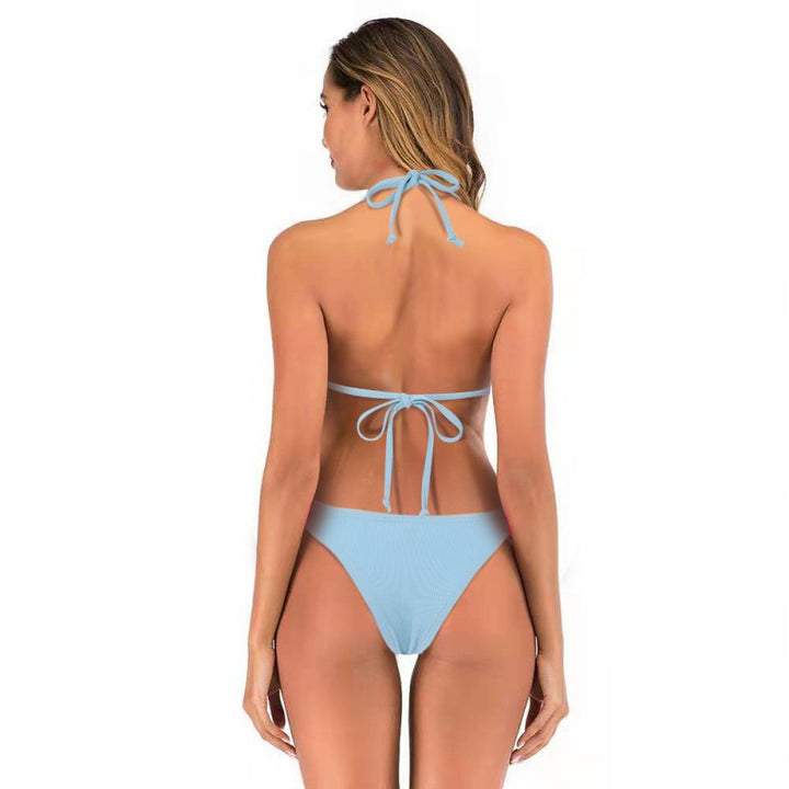Dame triangle-bikini med flettede stropper og høj benudskæring Skovae