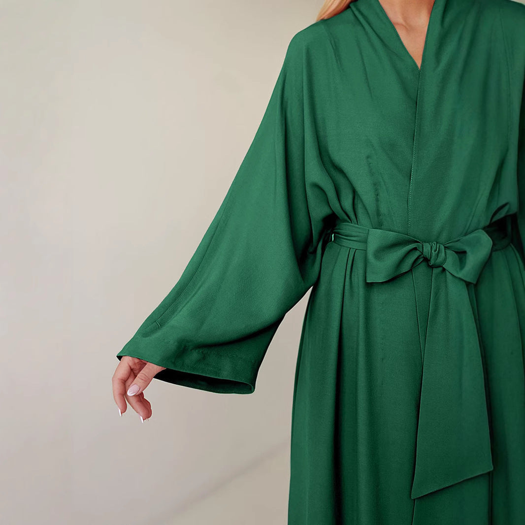 Dame Luksus Kimono-badehætte med sideslidser og bælte Stilla