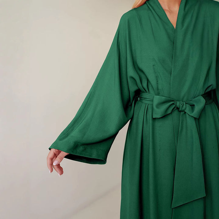 Dame Luksus Kimono-badehætte med sideslidser og bælte Stilla