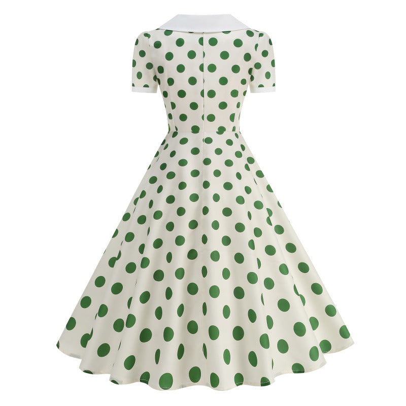 Dame Retro Maxikjole med Krave og Dots Skovae